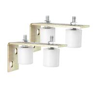 sourcing map 2Set Slide Gate Guide Roller, 1.7" Nylon Rollers Gate Support Assembly with L-Rear Post Bracket, Universal Sealed Ball Bearing Rolling Gate Guider for Sliding Door, White