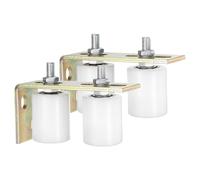 sourcing map 2Set Slide Gate Guide Roller, 2" Dia x 2-3/8" Length Nylon Rollers Gate Support Assembly with L-Rear Post Bracket, Universal Ball Bearing Gate Guider for Sliding Door, White