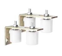 sourcing map 2Set Slide Gate Guide Roller, 2" Nylon Rollers Gate Support Assembly with L-Rear Post Bracket, Universal Sealed Ball Bearing Rolling Gate Guider for Sliding Door, White