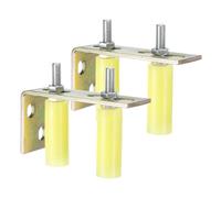 sourcing map 2Set Slide Gate Guide Roller, 3" Nylon Rollers Gate Support Assembly with L-Rear Post Bracket, Universal Rolling Gate Guider for Sliding Door, Yellow