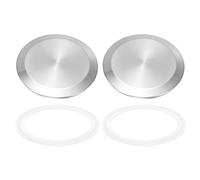 sourcing map 2set Stainless Steel Sanitary Fitting Clamp End Cap Flange OD 3.5" (91mm) Solid Tube End Cap Flange OD with Silicone Gasket for Cosmetics Factory Pipes
