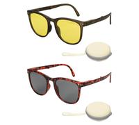 sourcing map 2set Sunglasses for Women Men, PC Folding Model Trendy Sunglasses with Simple Box Sunshine Protection Shades for Driving, Shopping and Taking Photos, Gray & Yellow
