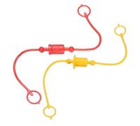 sourcing map 2Sets 1/4 Hydraulic Hose Dust Cap and Plug Kit, ISO-A Male Dust Cap & Female Plug Cover Quick Disconnects Air Coupler Cover Port Plug Fittings with Retention Ring, Red/Yellow