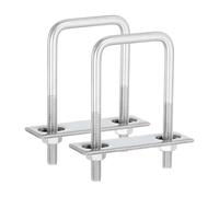 sourcing map 2Sets 304 Stainless Steel Square U-Bolts, 2.05" (52mm) Inner Width 3.94" (100mm) Length M8 with Nuts, Frame Plate, Gasket for Automobiles Trailer, Ski Boat, Fishing Boat, Pipelines