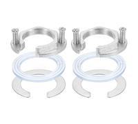 sourcing map 2Sets Female Thread Hex Lock Nut M32 Stainless Steel 304 C-Type Single Hole Faucet Lock Nuts with C-Type Gasket, Faucet Fixing Tool Set for Kitchen Bathroom Basin Sink
