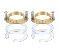 sourcing map 2Sets Female Thread Hex Lock Nut M32 x 1.5 Brass Single Hole Faucet Lock Nuts with C-Type Gasket, Faucet Fixing Tool Set for Kitchen Bathroom Basin Sink (Oval)