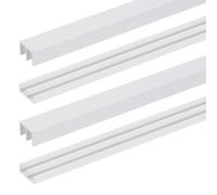 sourcing map 2Sets Plastic Sliding Door Track Fit 3mm Thick Panel White | 40cm Long Upper & Lower Window Sliding Track Set,for Glass Cabinet Closet Door Window