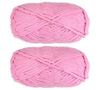 sourcing map 2Skeins Chenille Yarn Blanket Yarn 2x100g/7.1oz 74yds #6 Super Bulky Polyester Soft Knitting for Crochet Weaving Bag Scarf Hat, Dark Pink