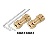 sourcing map 3.17mm to 3.17mm Bore Rigid Coupling 20mm Length 9mm Dia M3 Brass Shaft Coupler Connector for 3D Printers DIY Car Boat Copper Tone, with 2pcs Coupling, 8pcs Screws, 2pcs Wrench