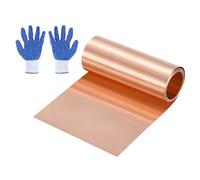 sourcing map 3.28ft Copper Sheet Roll, 1000x100x0.06mm Pure Copper Strip Flashing Roll Metal Foil Plate with Gloves Waterproof for Roofing House Repair DIY Projects Jewelry Craft