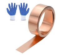 sourcing map 3.28ft Copper Sheet Roll, 1000x10x0.6mm Pure Copper Strip Flashing Roll Metal Foil Plate with Gloves Waterproof for Roofing House Repair DIY Projects Jewelry Craft