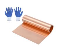 sourcing map 3.28ft Copper Sheet Roll, 1000x150x0.04mm Pure Copper Strip Flashing Roll Metal Foil Plate with Gloves Waterproof for Roofing House Repair DIY Projects Jewelry Craft