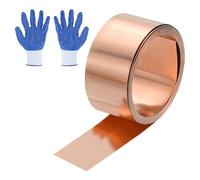 sourcing map 3.28ft Copper Sheet Roll, 1000x15x1mm Pure Copper Strip Flashing Roll Metal Foil Plate with Gloves Waterproof for Roofing House Repair DIY Projects Jewelry Craft