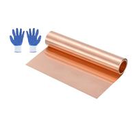 sourcing map 3.28ft Copper Sheet Roll, 1000x200x0.02mm Pure Copper Strip Flashing Roll Metal Foil Plate with Gloves Waterproof for Roofing House Repair DIY Projects Jewelry Craft