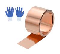 sourcing map 3.28ft Copper Sheet Roll, 1000x20x0.2mm Pure Copper Strip Flashing Roll Metal Foil Plate with Gloves Waterproof for Roofing House Repair DIY Projects Jewelry Craft