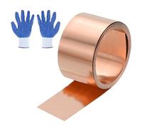 sourcing map 3.28ft Copper Sheet Roll, 1000x20x1mm Pure Copper Strip Flashing Roll Metal Foil Plate with Gloves Waterproof for Roofing House Repair DIY Projects Jewelry Craft