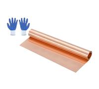 sourcing map 3.28ft Copper Sheet Roll, 1000x300x0.02mm Pure Copper Strip Flashing Roll Metal Foil Plate with Gloves Waterproof for Roofing House Repair DIY Projects Jewelry Craft