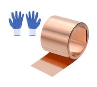 sourcing map 3.28ft Copper Sheet Roll, 1000x30x0.1mm Pure Copper Strip Flashing Roll Metal Foil Plate with Gloves Waterproof for Roofing House Repair DIY Projects Jewelry Craft