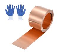 sourcing map 3.28ft Copper Sheet Roll, 1000x40x0.5mm Pure Copper Strip Flashing Roll Metal Foil Plate with Gloves Waterproof for Roofing House Repair DIY Projects Jewelry Craft