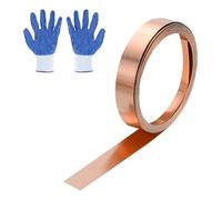 sourcing map 3.28ft Copper Sheet Roll, 1000x5x1mm Pure Copper Strip Flashing Roll Metal Foil Plate with Gloves Waterproof for Roofing House Repair DIY Projects Jewelry Craft