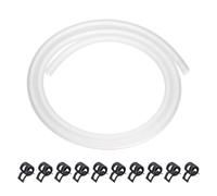 sourcing map 3.3 Feet Fuel Line Hose, 3/16 Inch (5mm) ID Silicone Fuel Line with 10pcs Hose Clamps, Petrol Gas Tube for Motorcycle, Dirt Pit Bike, ATV, Snowmobile, Clear