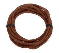 sourcing map 3.3 Yards Bolo Tie Cord 5mm Diameter Round Braided Leather Strip 3 Meters Long for Bracelet Necklace Beading, Brown