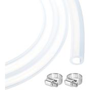 sourcing map 3.3ft Clear Silicone Rubber Tubing 10mm x 16mm Plastic Tube Flexible Air Hose for Brewing, Wine Making, Pump Siphon, 3/8" ID 5/8" OD, with 2pcs Clamps