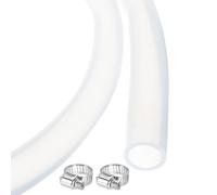 sourcing map 3.3ft Clear Silicone Rubber Tubing 15.9mm x 19mm Plastic Tube Flexible Air Hose for Brewing, Wine Making, Pump Siphon, 5/8" ID 3/4" OD, with 2pcs Clamps