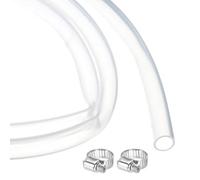 sourcing map 3.3ft Clear Silicone Rubber Tubing 8mm x 10mm Plastic Tube Flexible Air Hose for Brewing, Wine Making, Pump Siphon, 5/16" ID 3/8" OD, with 2pcs Clamps