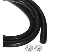 sourcing map 3.3ft Silicone Rubber Tubing 9.5mm x 14.3mm Plastic Tube Flexible Air Hose for Brewing, Wine Making, Pump Siphon, 3/8" ID, with 2pcs Clamps, Black