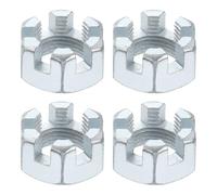 sourcing map 3/4-16 UNF Hexagon Slotted Nut, Grade 6.8 Zinc-Plated Carbon Steel Hex Nuts Good for Machinery Repairing, Silver, 4Pcs