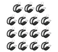 sourcing map 3/4"(20mm) Cable Clamp, 304 Stainless Steel Rubber Cushioned Insulated R Shape Metal Clamp Tube Holder for Pipe Hose Wire Cord Installation 15Pcs