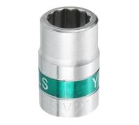 sourcing map 3/4" Drive 12 Points Socket 21mm Metric Shallow Impact Socket 40CR Galvanizing Flip Spindle Nut Impact Grade for Home Auto Nuts Bolts Repair, Silver Green
