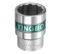 sourcing map 3/4" Drive 12 Points Socket 30mm Metric Shallow Impact Socket 40CR Galvanizing Flip Spindle Nut Impact Grade for Home Auto Nuts Bolts Repair, Silver Green