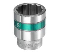 sourcing map 3/4" Drive 12 Points Socket 34mm Metric Shallow Impact Socket 40CR Galvanizing Flip Spindle Nut Impact Grade for Home Auto Nuts Bolts Repair, Silver Green