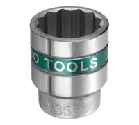 sourcing map 3/4" Drive 12 Points Socket 36mm Metric Shallow Impact Socket 40CR Galvanizing Flip Spindle Nut Impact Grade for Home Auto Nuts Bolts Repair, Silver Green