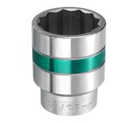 sourcing map 3/4" Drive 12 Points Socket 38mm Metric Shallow Impact Socket 40CR Galvanizing Flip Spindle Nut Impact Grade for Home Auto Nuts Bolts Repair, Silver Green