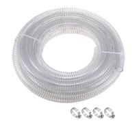 sourcing map 3/4" ID x 24.6ft Steel Wire Reinforced PVC Tubing Chemical Resistant Flexible Vinyl Hose Pipe High Pressure Thick Hose Suction Tube Clear