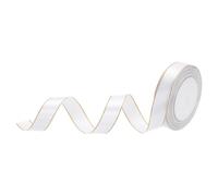 sourcing map 3/4 Inch 25 Yard Wide Satin Ribbon with Gold Edges Border Grosgrain Fabric Ribbon for Gift Wrapping Wedding Bouquet, White