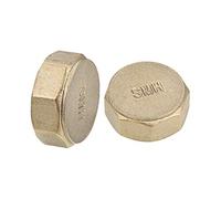 sourcing map 3/4-Inch Brass Cap 2pcs G3/4 Female Pipe Fitting Octagon Compression Stop Valve Connector