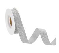 sourcing map 3/4" x 10 Yards Sparkle Ribbons, Wreath Crafts Cut Edge Ribbon, Sparkling Fabric Ribbon for Bow Making, Gift Wrapping, Festival Wedding Party Decoration, Silver