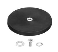 sourcing map 3.5" Dia Rubber Coated Magnets, 88LBS Anti-Scratch Flag Magnet Base with M6 Female Threaded Studs and Nut Magnets Holder for Camera Light Bar Mirror Tool