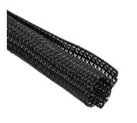 sourcing map 3/5 Inch ID Split Loom Tubing 5ft Polyester Cord Protector Wire Cable Sleeve for USB Cable Power Cord, Black