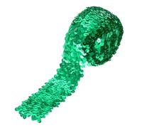sourcing map 3.5 Yards 2 Inch Elastic Sequins Trim 5 Row Flat Sequin Strip Paillette Sequins Fabric Ribbon for Crafts DIY Sequin Fringe Sewing Green