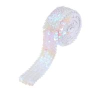 sourcing map 3.5 Yards 2 Inch Elastic Sequins Trim 5 Row Flat Sequin Strip Paillette Sequins Fabric Ribbon for Crafts DIY Sequin Fringe Sewing Multicolor White