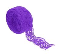 sourcing map 3.5cm Wide Elastic Lace Ribbon, Vintage Floral Pattern Deep Purple Stretch Lace Fabric Trim by Roll for Garment DIY Crafts Dress Sewing Making Bridal Wedding Decor