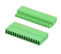 sourcing map 3.5mm 0.14" Pitch Spring PCB Terminal Block Connector 15 Pin Male Female Pluggable Quick PCB Wiring Terminals for 22-16AWG Cable Mechanical Equipment, Green