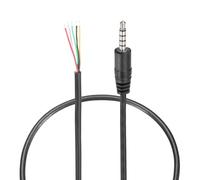 sourcing map 3.5mm Aux Cable Replacement Audio Cable Cord, 1ft 5 Pole Male to Bare Wire Audio Cable, Stereo Sound Audio Cable Cord for Earphones, Smart Phones, Speakers,Black 2 Pcs