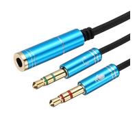 sourcing map 3.5mm Splitter Female to 2 Dual 3.5mm Male Y Jack Splitter for Headphone Mic Audio PC Laptop Gaming Headsets, 1ft, Blue