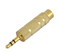 sourcing map 3.5mm Stereo Male Mono Connector to 6.0mm Mono Female Adapter Golden